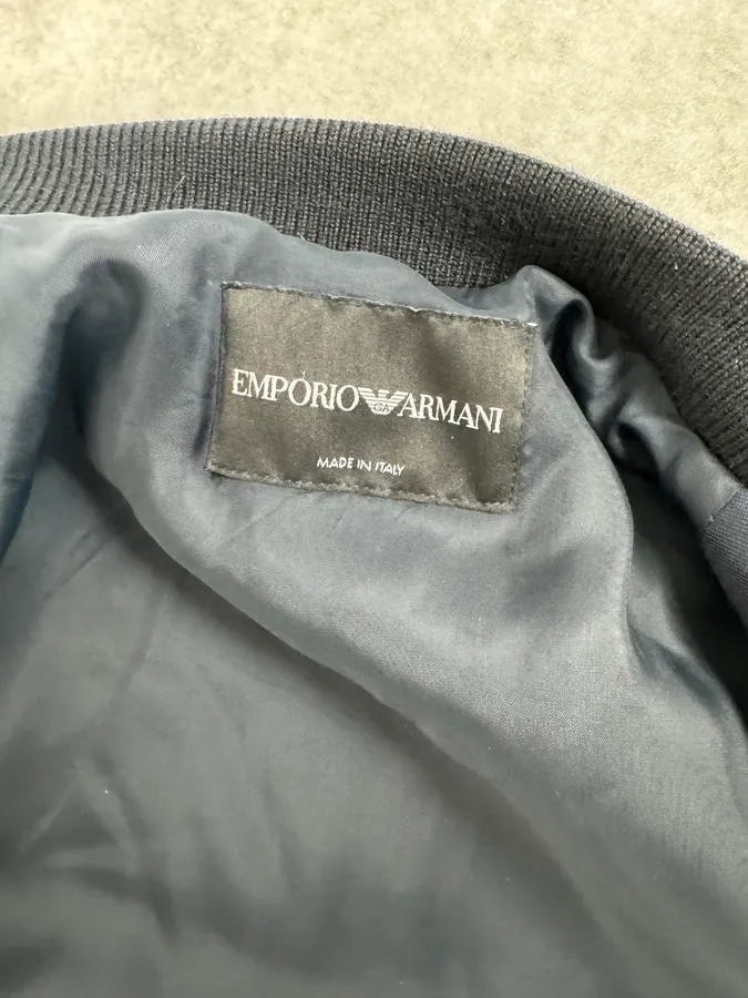 SS2018 Emporio Armani Navy Wave Lined Bomber Jacket - Image 7