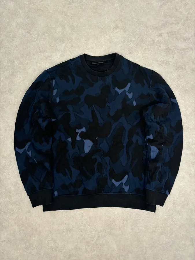 SS2018 Emporio Armani Navy Wool Camouflage Sweater