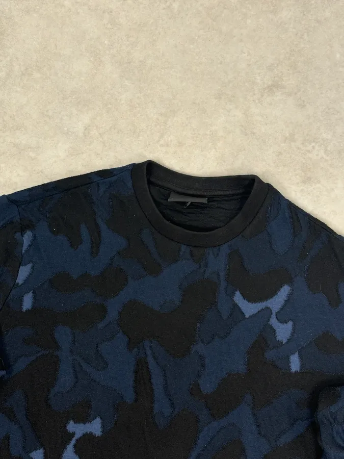 SS2018 Emporio Armani Navy Wool Camouflage Sweater - Image 4