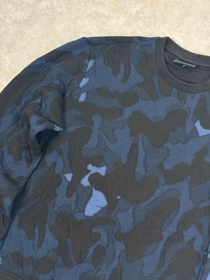 SS2018 Emporio Armani Navy Wool Camouflage Sweater - Image 7