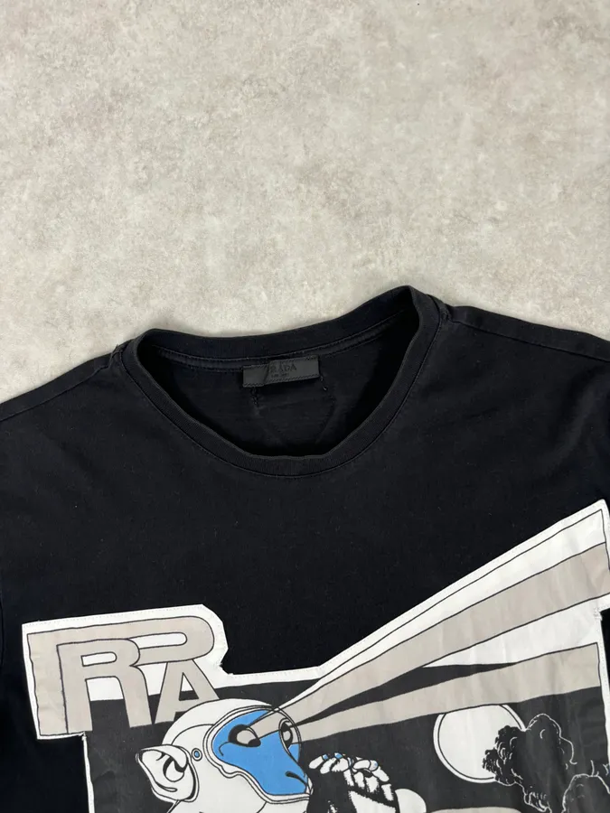 SS2018 Prada Black James Jean Laser Monkey Graphic T-Shirt - Image 4