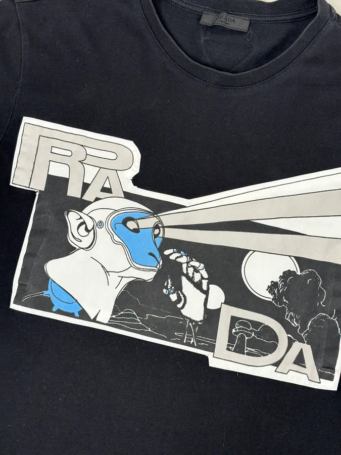 SS2018 Prada Black James Jean Laser Monkey Graphic T-Shirt - Image 7