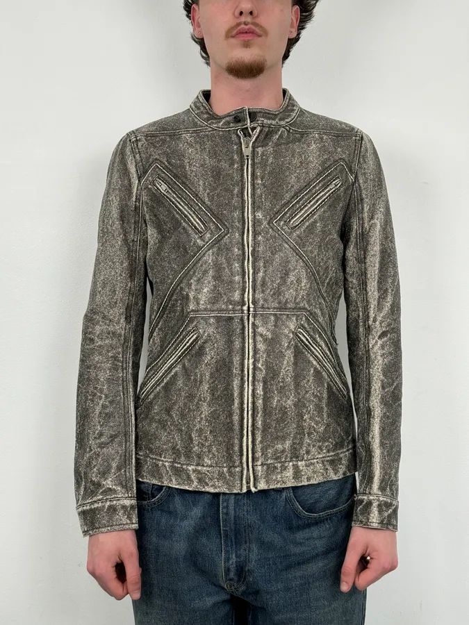 SS2018 Rick Owens Grey Dirt Eroded Grey Denim Jacket - Image 2