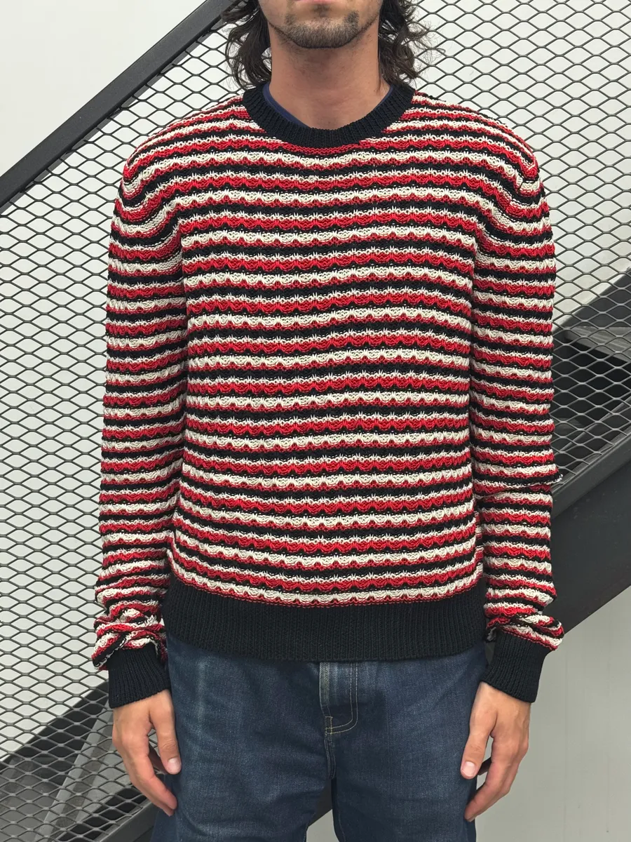SS2018 Saint Laurent Sample Stripes Knit Black & Red Sweater - Image 2