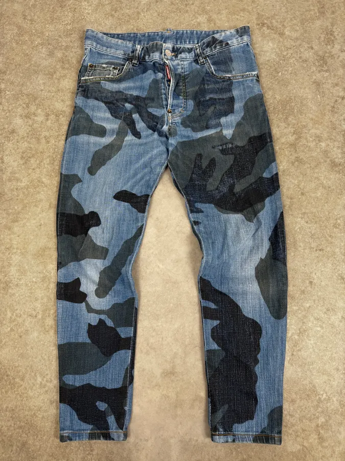 SS2019 DSquared2 Blue Camo Denim Jeans - Image 4