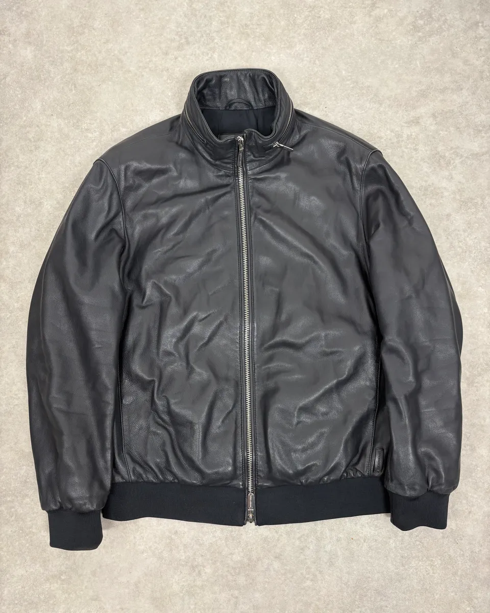 SS2019 Emporio Armani Black Leather Minimalist Jacket