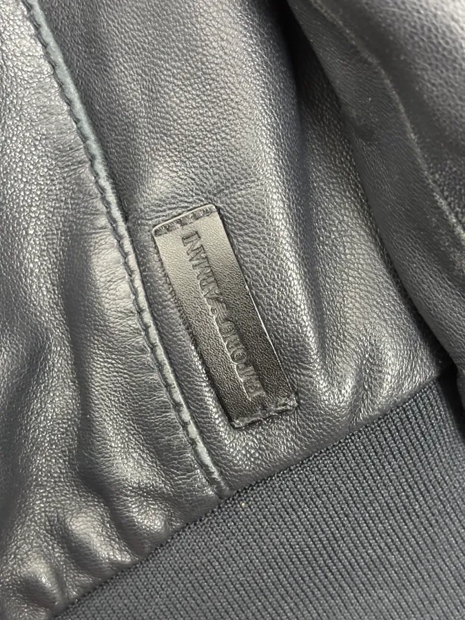 SS2019 Emporio Armani Black Leather Minimalist Jacket - Image 11