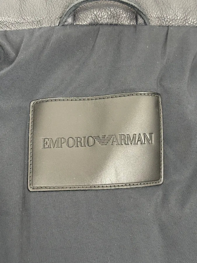 SS2019 Emporio Armani Black Leather Minimalist Jacket - Image 12