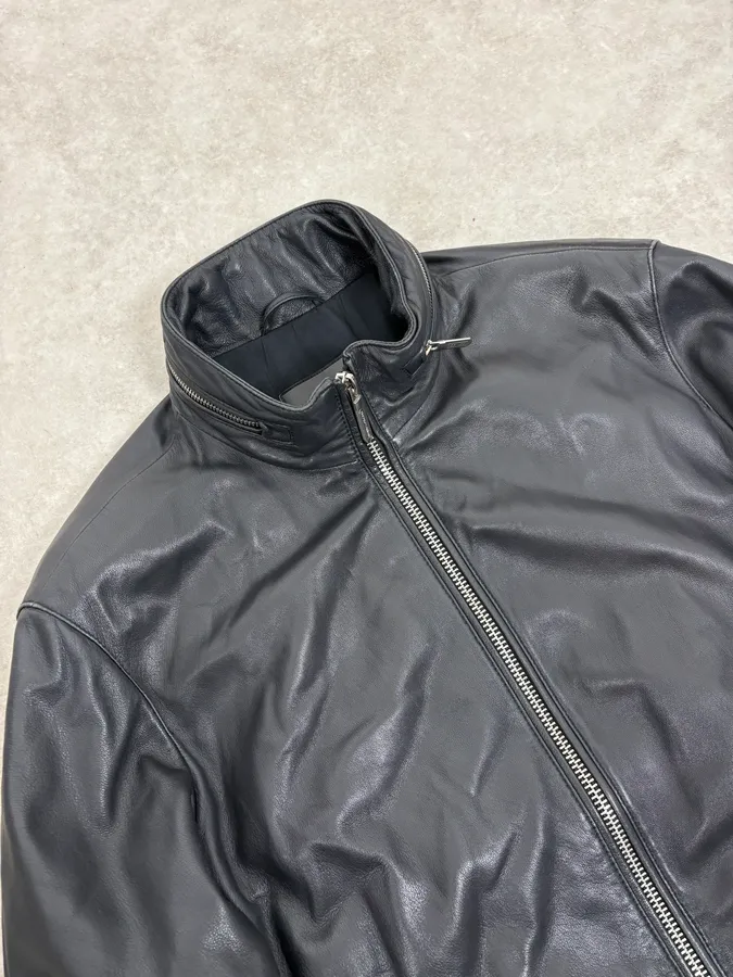 SS2019 Emporio Armani Black Leather Minimalist Jacket - Image 6