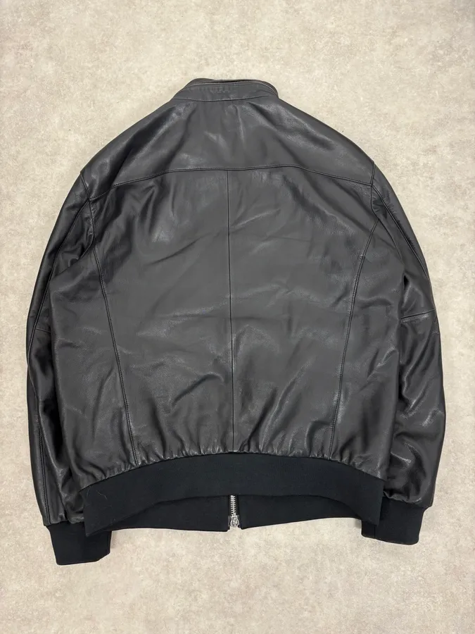 SS2019 Emporio Armani Black Leather Minimalist Jacket - Image 7