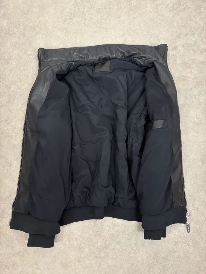 SS2019 Emporio Armani Black Leather Minimalist Jacket - Image 8