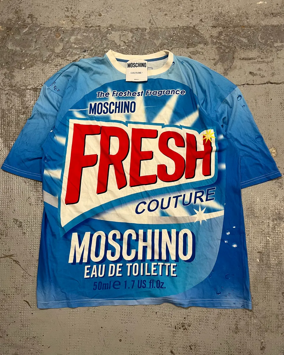 SS2019 Moschino Blue Fresh Fragrance Bottle T-Shirt