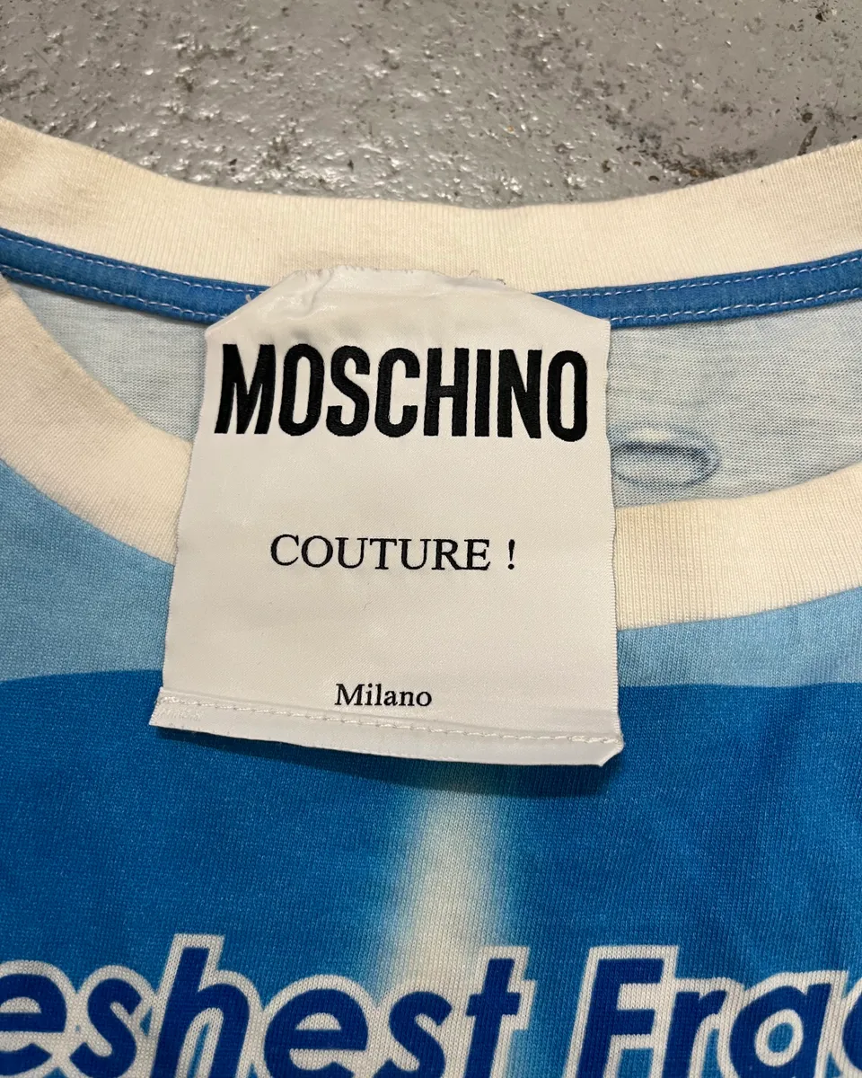 SS2019 Moschino Blue Fresh Fragrance Bottle T-Shirt - Image 9