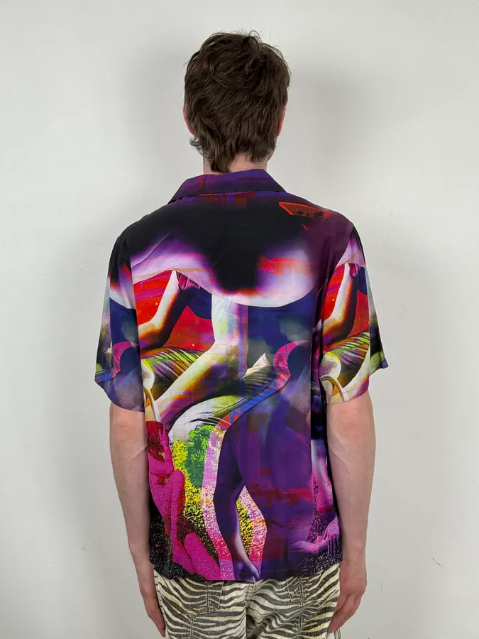 SS2019 Prada Psychedelic Amethyst Silk Bowling Shirt - Image 3