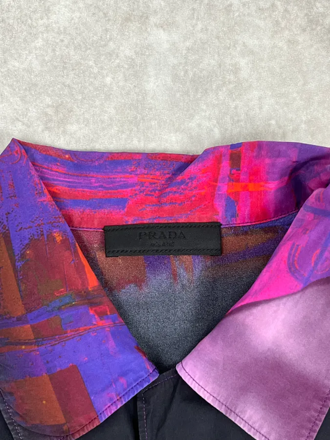 SS2019 Prada Psychedelic Amethyst Silk Bowling Shirt - Image 9