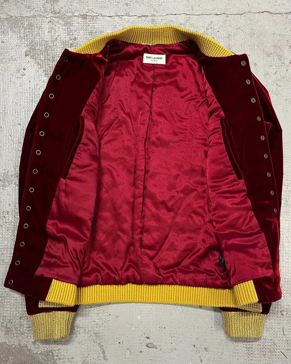 SS2019 Saint Laurent Bordeaux Velvet Gold Napoleon Officer Jacket - Image 10