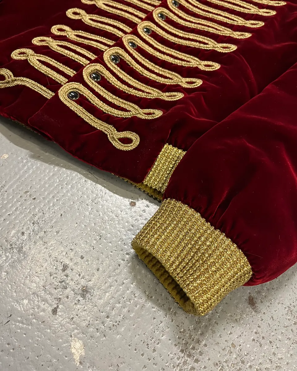 SS2019 Saint Laurent Bordeaux Velvet Gold Napoleon Officer Jacket - Image 7