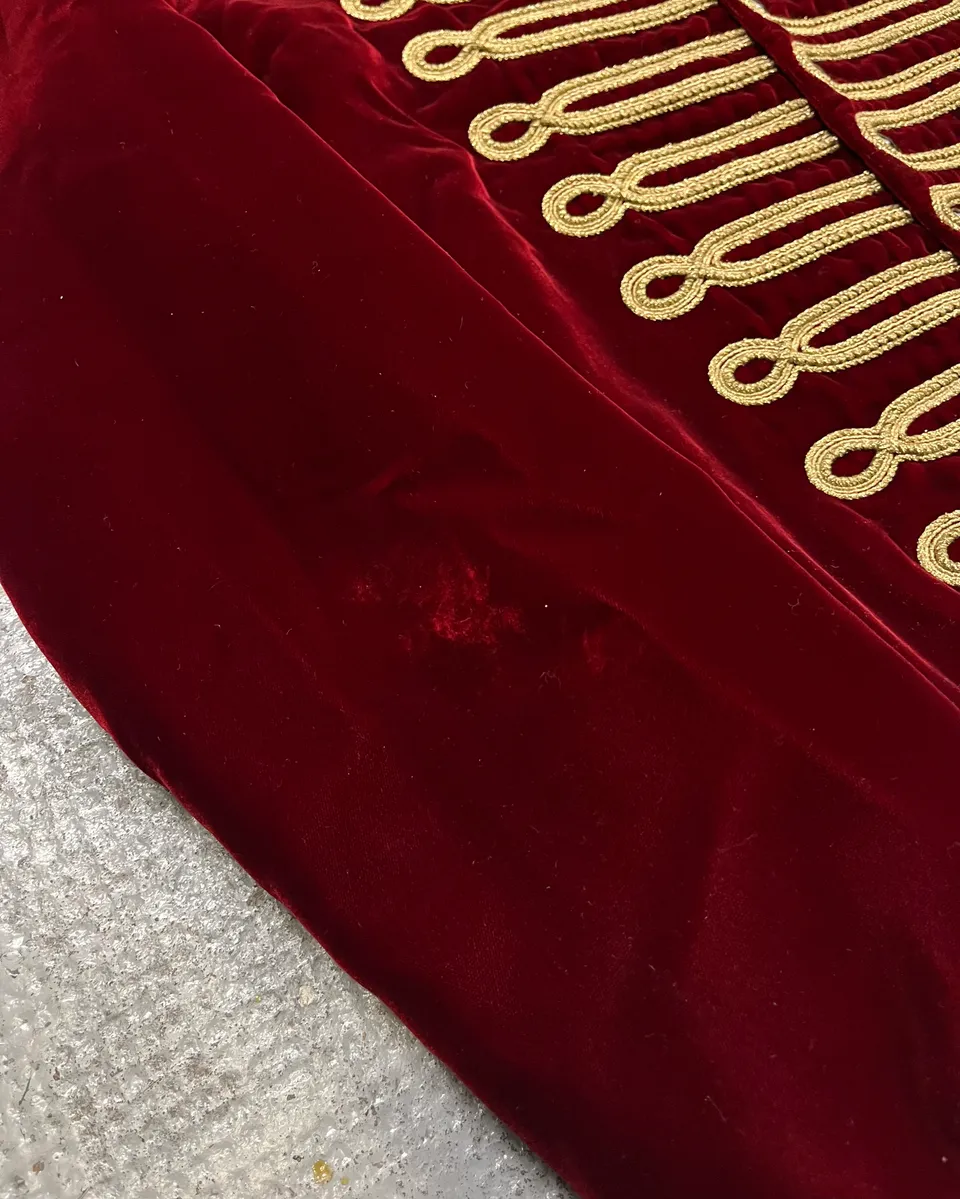 SS2019 Saint Laurent Bordeaux Velvet Gold Napoleon Officer Jacket - Image 8