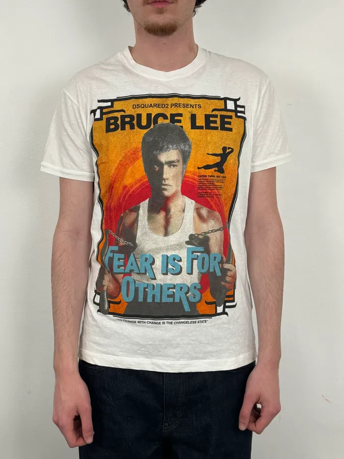 SS2020 Dsquared2 White Bruce Lee Fighter T-Shirt - Image 2
