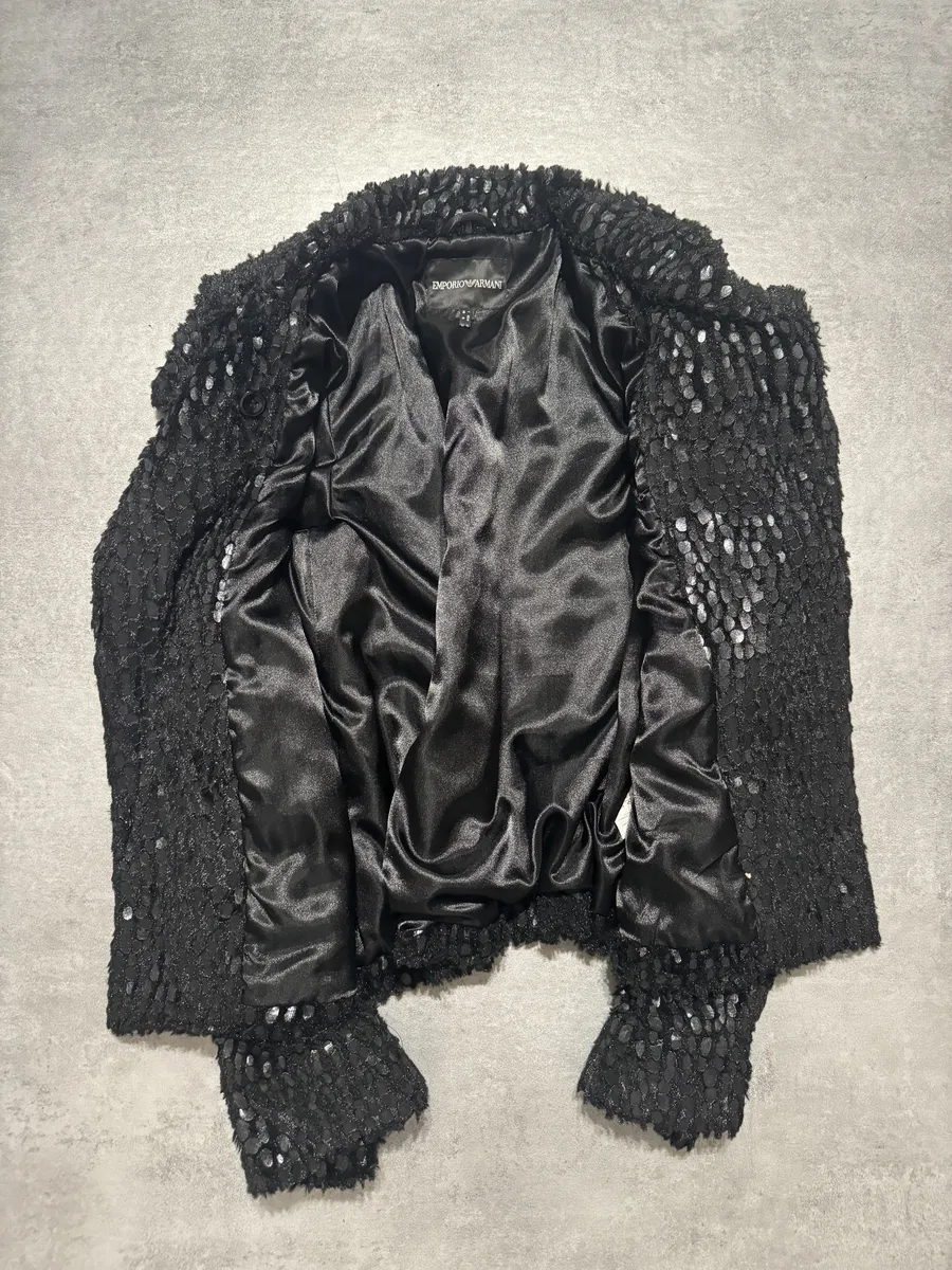 SS2020 Emporio Armani Black Light Plush Jacket - Image 5