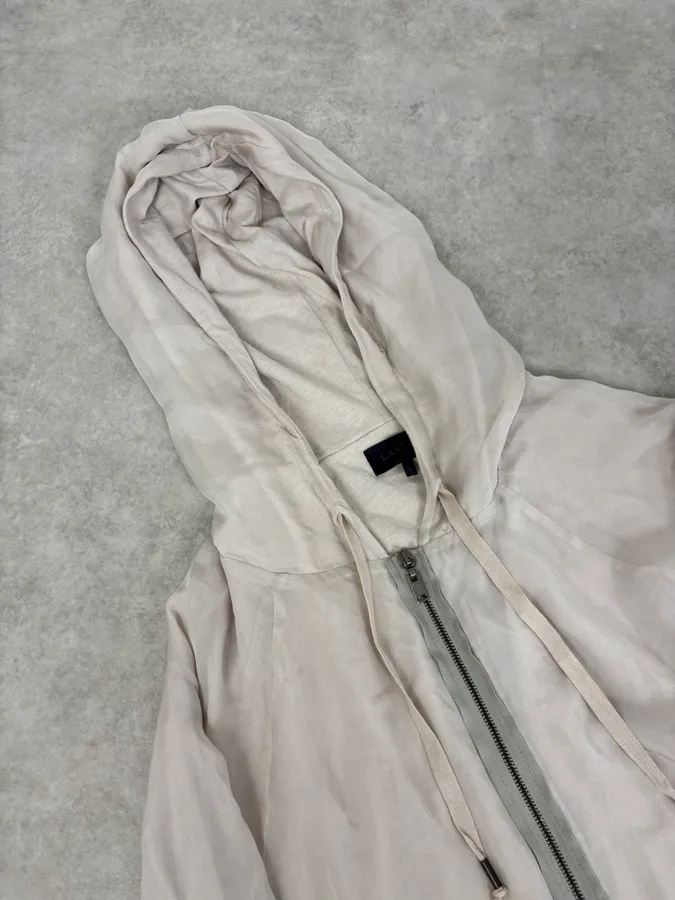 SS2020 Lanvin Beige Silk Layered Zip-up Hoodie - Image 5