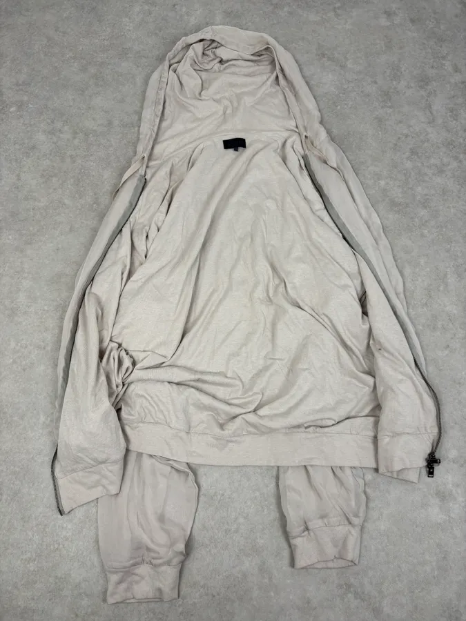 SS2020 Lanvin Beige Silk Layered Zip-up Hoodie - Image 7