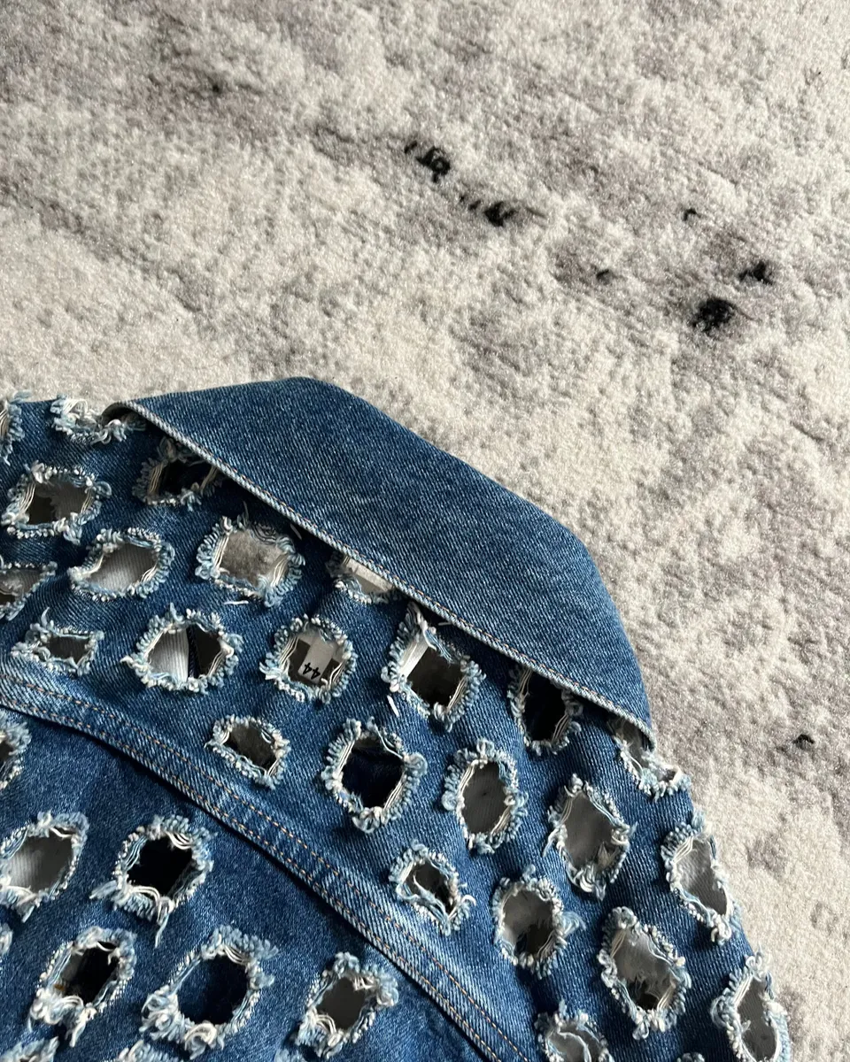 SS2020 Maison Margiela Holes Blue Denim Jacket - Image 9