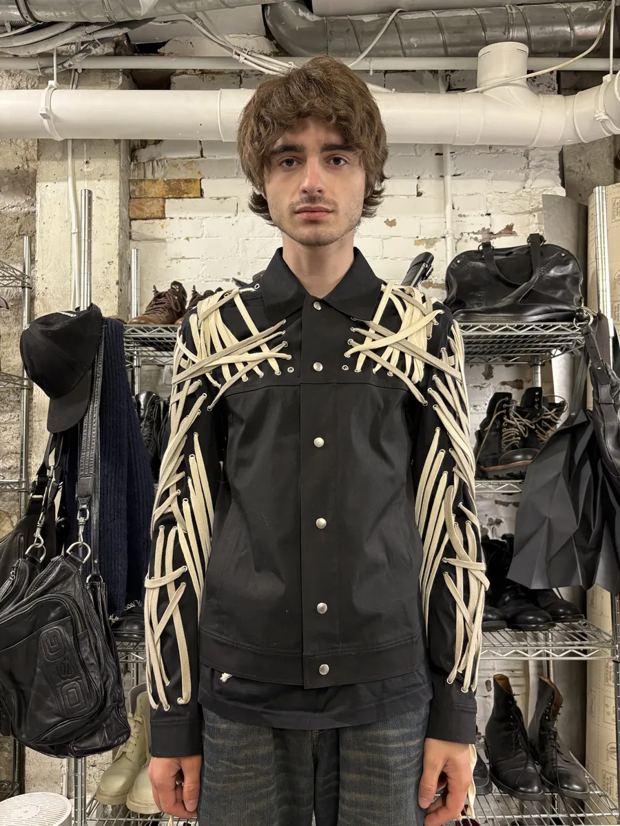 SS2020 Rick Owens Megalaced Tecuatl Black Trucker Jacket - Image 3