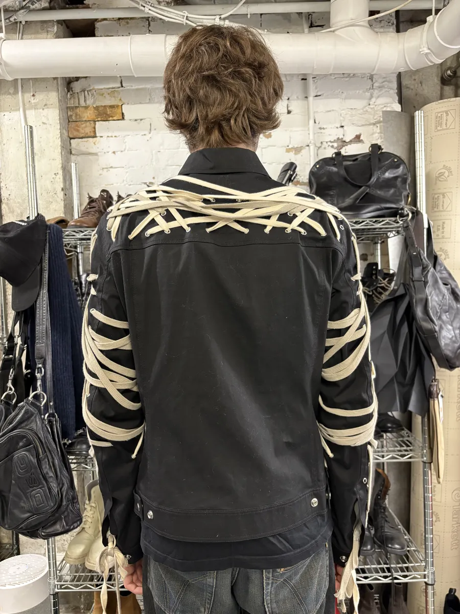 SS2020 Rick Owens Megalaced Tecuatl Black Trucker Jacket - Image 4
