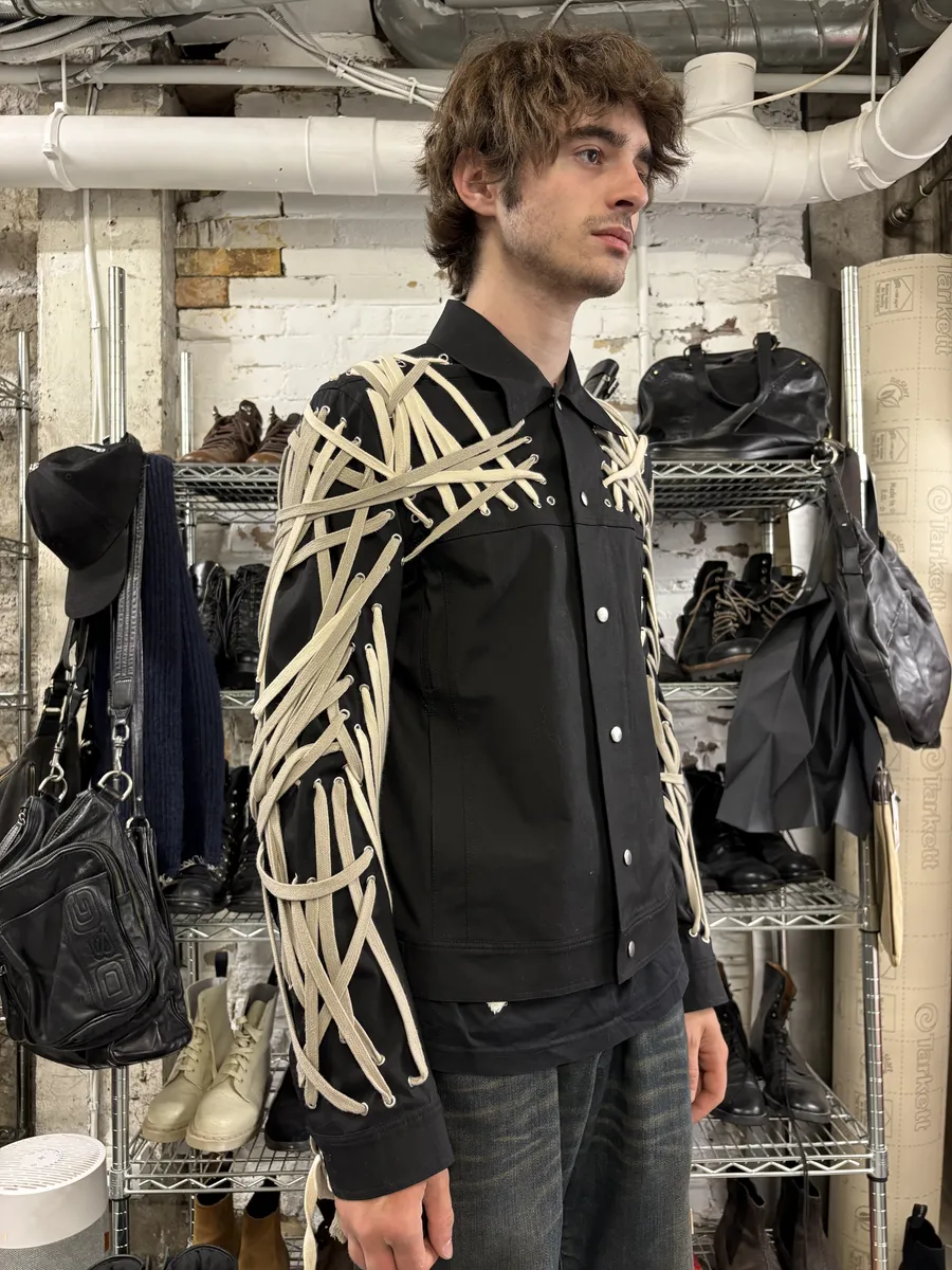 SS2020 Rick Owens Megalaced Tecuatl Black Trucker Jacket - Image 5