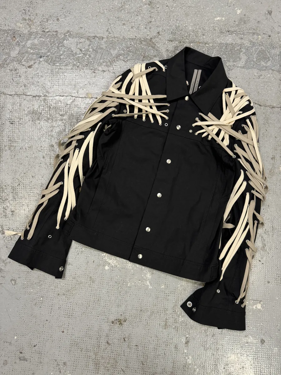 SS2020 Rick Owens Megalaced Tecuatl Black Trucker Jacket - Image 7