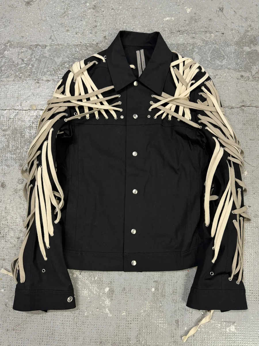 SS2020 Rick Owens Megalaced Tecuatl Black Trucker Jacket - Image 8