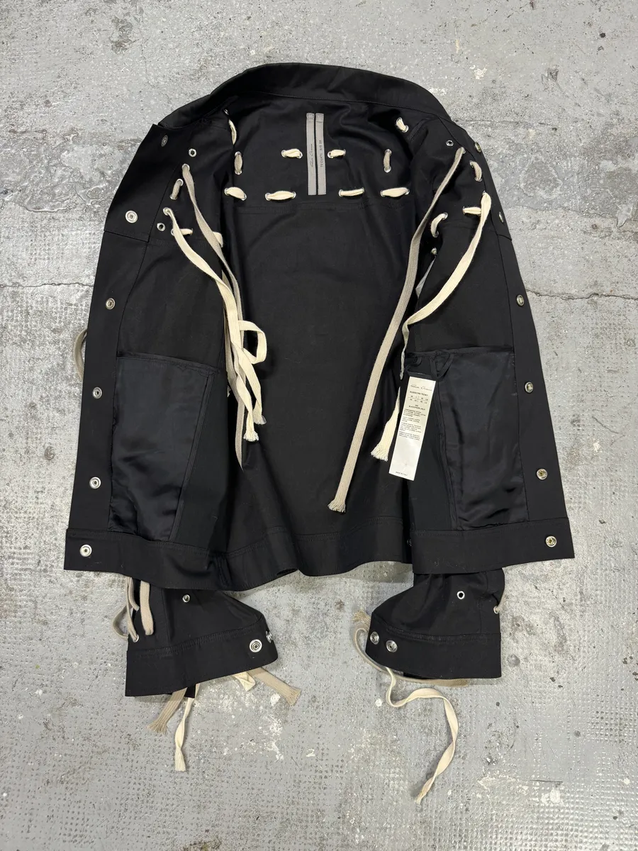SS2020 Rick Owens Megalaced Tecuatl Black Trucker Jacket - Image 9