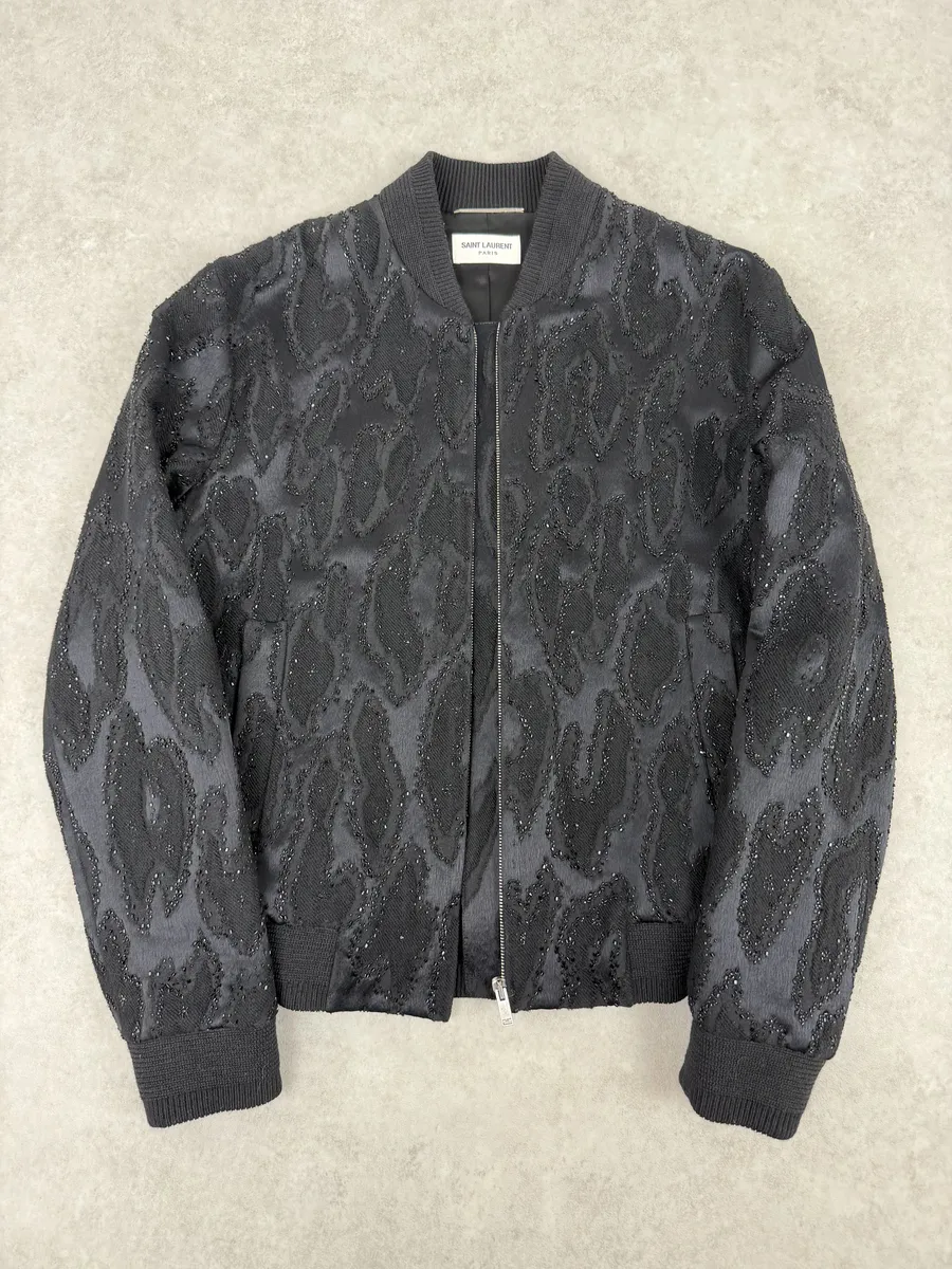 SS2020 Saint Laurent Black Dark Studded Bomber Jacket - Image 10