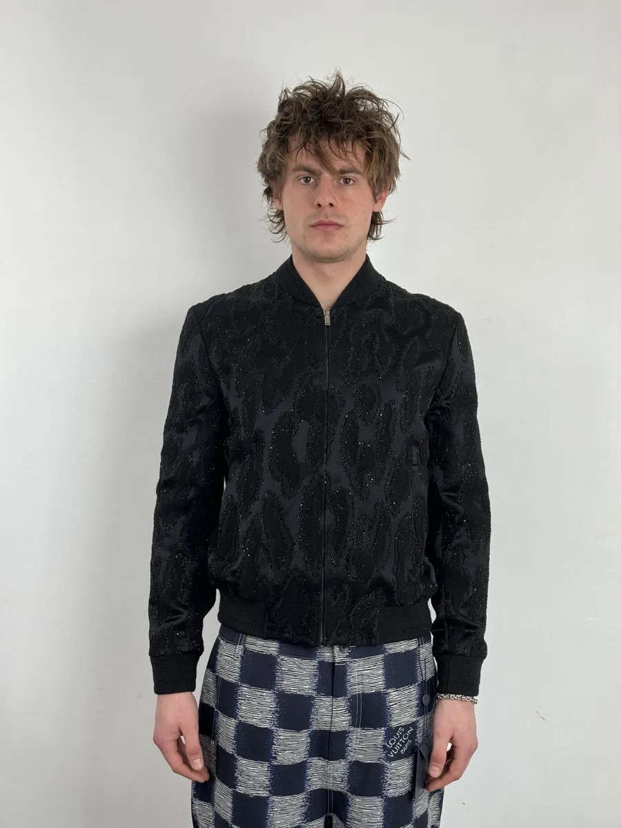 SS2020 Saint Laurent Black Dark Studded Bomber Jacket - Image 3