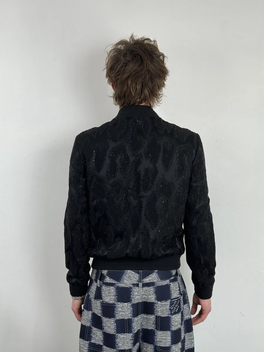SS2020 Saint Laurent Black Dark Studded Bomber Jacket - Image 4