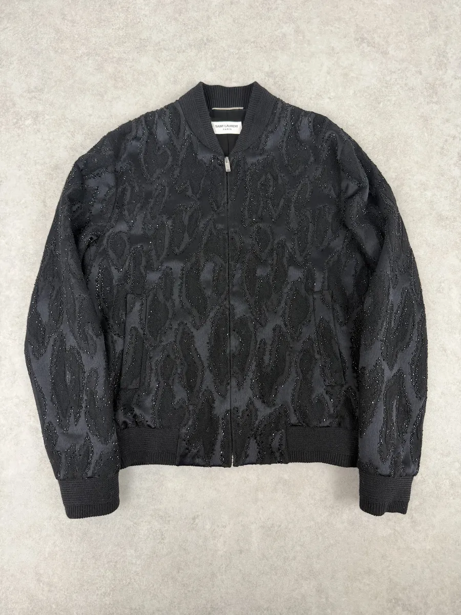 SS2020 Saint Laurent Black Dark Studded Bomber Jacket - Image 5