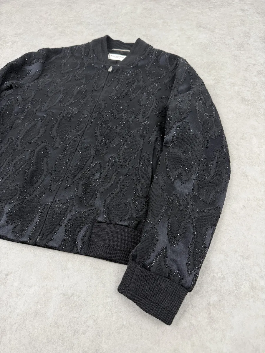 SS2020 Saint Laurent Black Dark Studded Bomber Jacket - Image 7