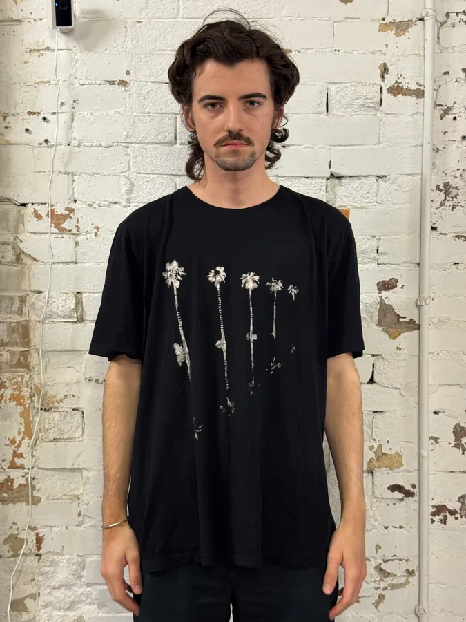 SS2020 Saint Laurent Black Palm Trees T-Shirt - Image 2