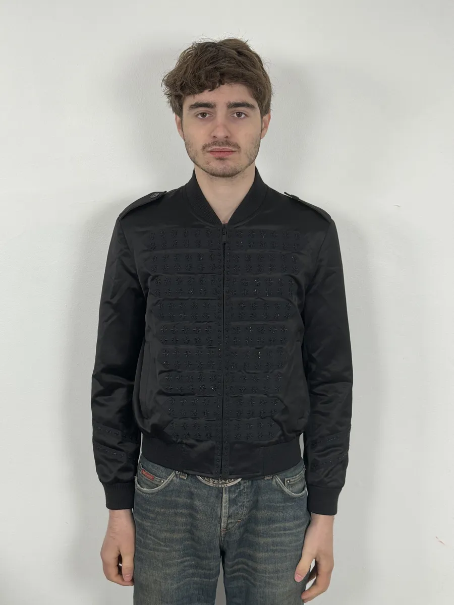 SS2020 Saint Laurent Officer Black Satin Bomber Jacket - Image 3