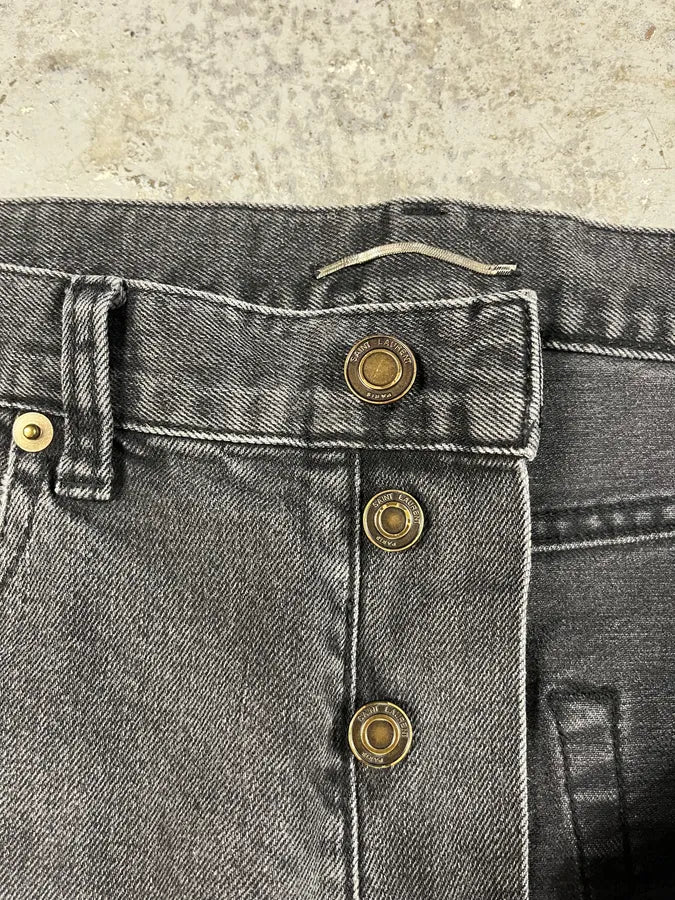 SS2020 Yves Saint Laurent Dark Grey Denim Slim Jeans - Image 8