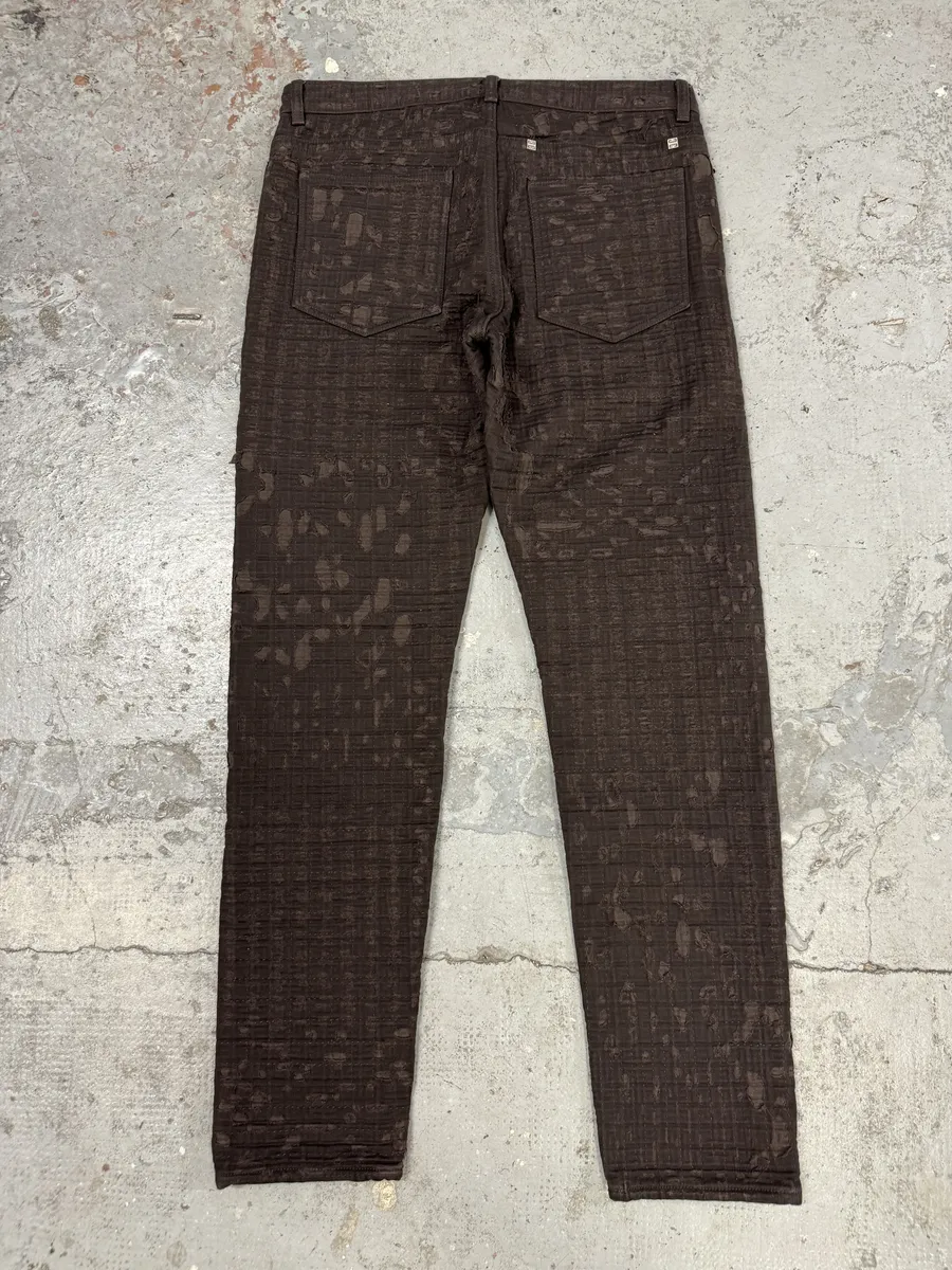 SS2021 Givenchy Brown 2 Zips Distressed Biker Pants - Image 2