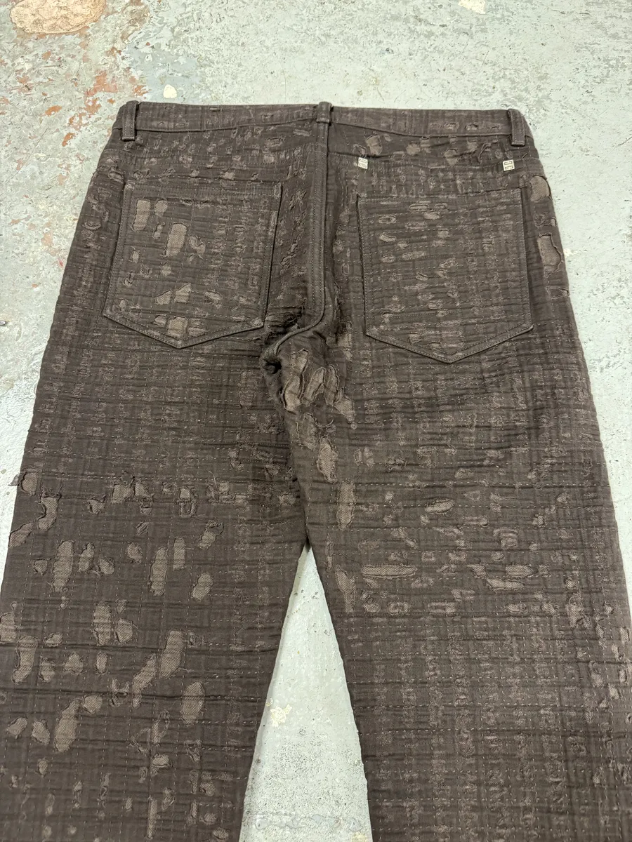 SS2021 Givenchy Brown 2 Zips Distressed Biker Pants - Image 8