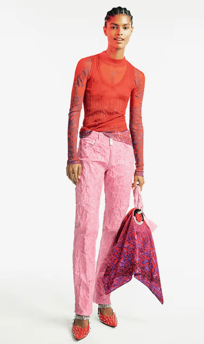SS2021 Givenchy Pink Cracked Painted Leather Pants by Matthew Williams - Image 2