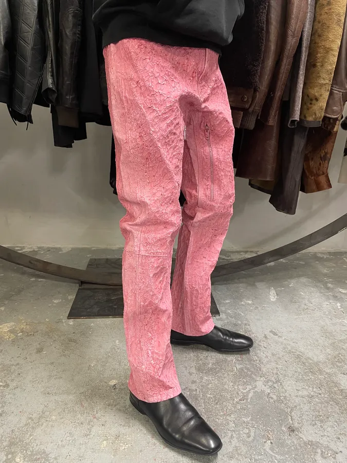 SS2021 Givenchy Pink Cracked Painted Leather Pants by Matthew Williams - Image 4