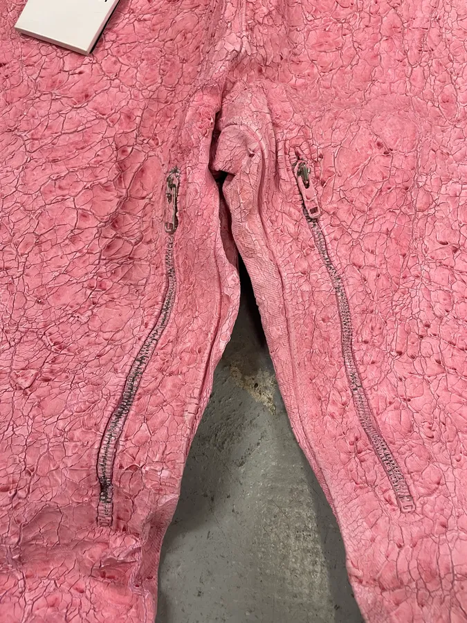 SS2021 Givenchy Pink Cracked Painted Leather Pants by Matthew Williams - Image 9