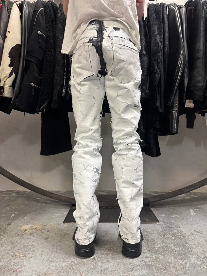 SS2021 Givenchy White Cracked Brut Denim Jeans by Matthew Williams - Image 5
