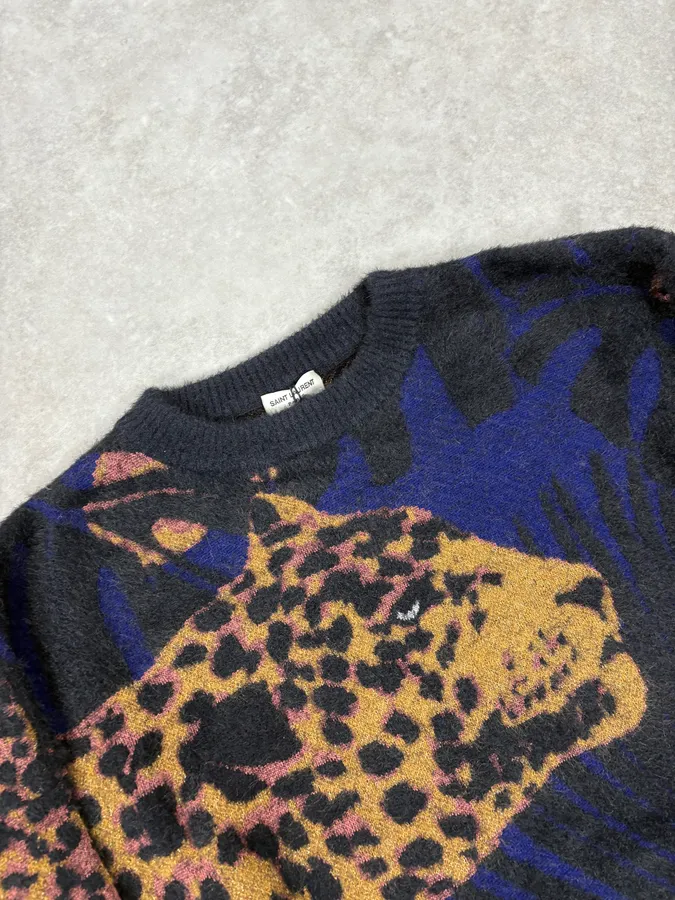 SS2021 Saint Laurent Black & Blue Guepar Sweater - Image 5