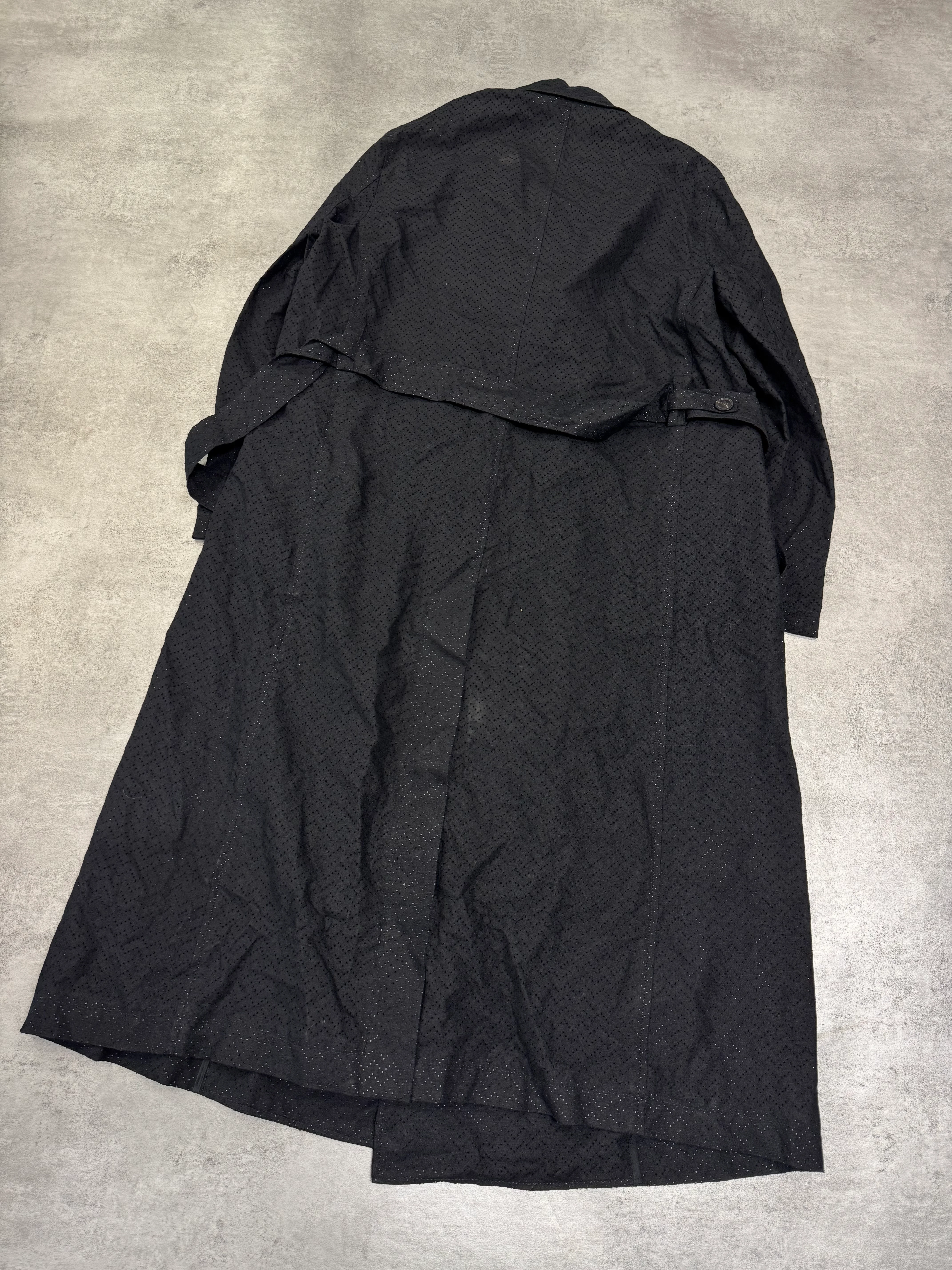 SS2022 Emporio Armani Black Linen Trench Coat - Image 2