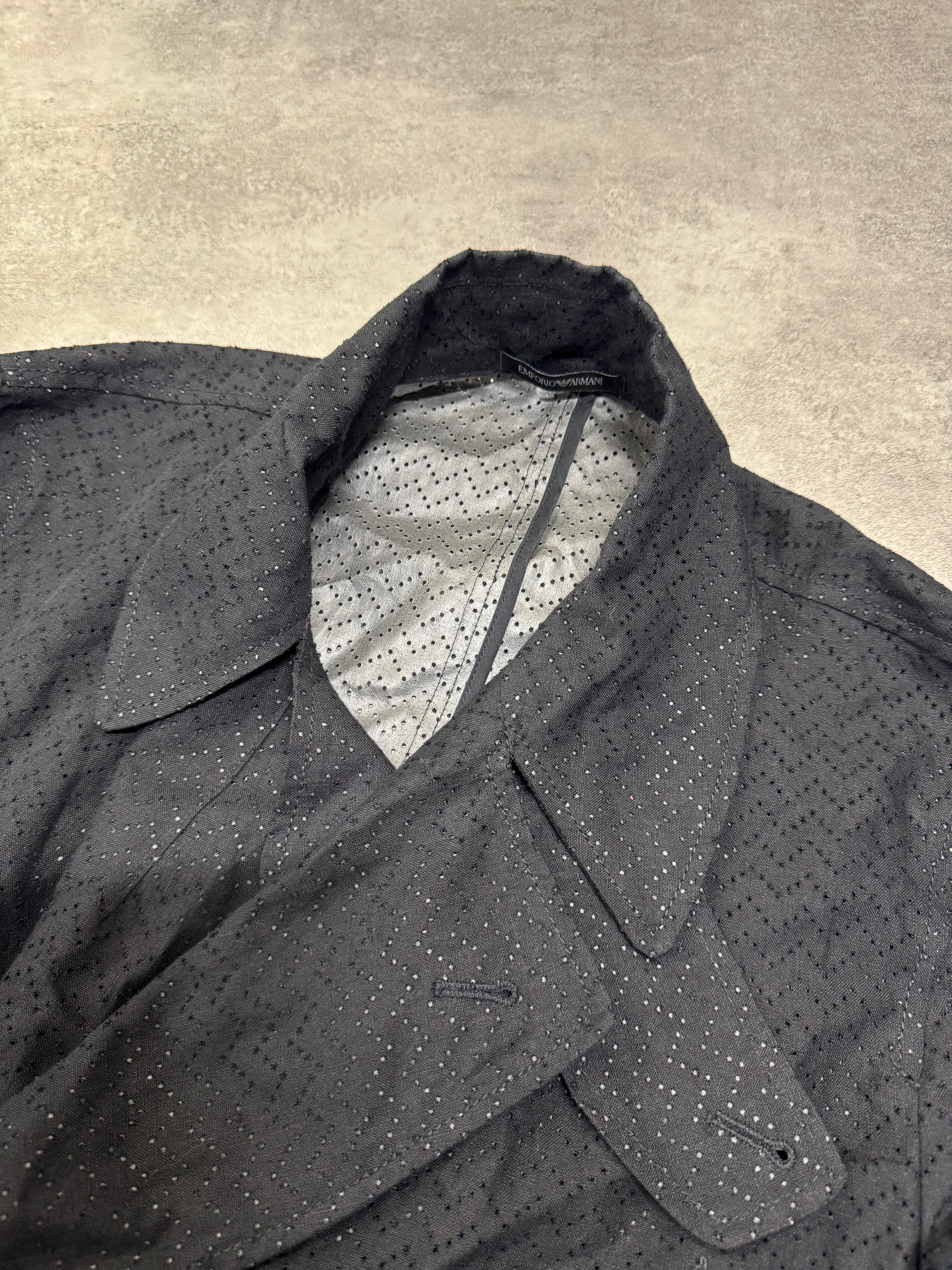SS2022 Emporio Armani Black Linen Trench Coat - Image 7